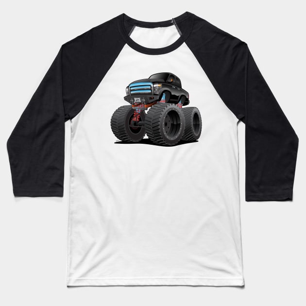 Monster Pickup Truck Cartoon Baseball T-Shirt by hobrath